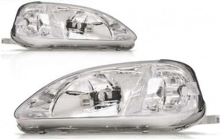 Farol Honda Civic 99 2000 Foco Simples Máscara Cromada
